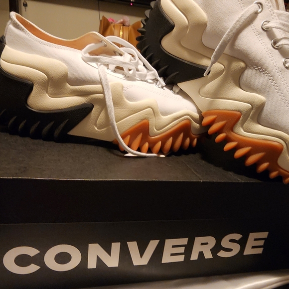 Converse Men's White and Brown Chunky Sneakers - Picture 2 of 5